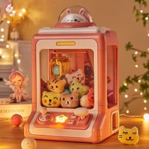 Máy Gắp Thú Mini Kèm 10 Thú Bông Và 10 Bóng Cho Bé Có Đèn Nhạc, Quà Tặng Sinh Nhật Cho Bé